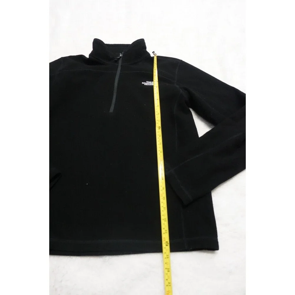 The North Face Jacket Mens Size M 1/4 ZIp Fleece Jacket Black Coat‎ Sweatshirt